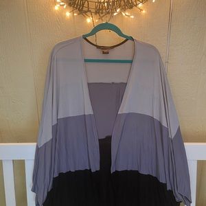 Ashley Stewart Open Front Color Block Cardigan